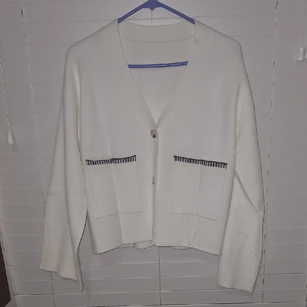 Elegant White Women's Cardigan Sweater